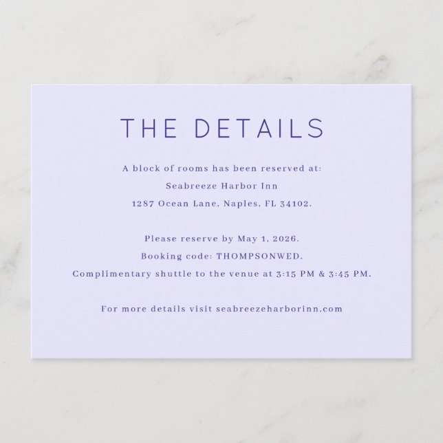 Eleganta Lavendel Minimalistiska Detaljer Tilläggskort (Framsida)