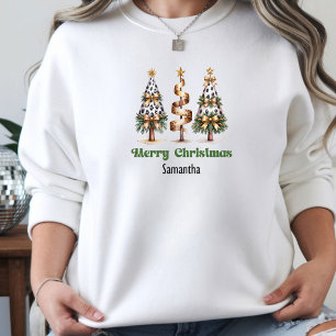 Eleganta leopard julgranar present till henne hood t shirt