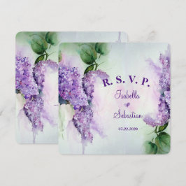 Eleganta lila blommor Bröllop RSVP Inbjudningar