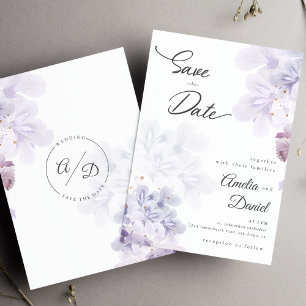 Eleganta lila blommor bröllop Save the Date Inbjudningar