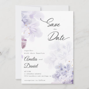 Eleganta lila blommor bröllop Save the Date Inbjudningar