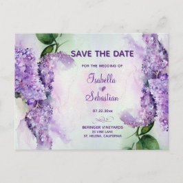 Eleganta lila blommor Bröllop Save The Date Meddelande Vykort