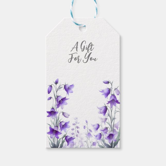 Eleganta lila blommor presentetikett (Framsidan)