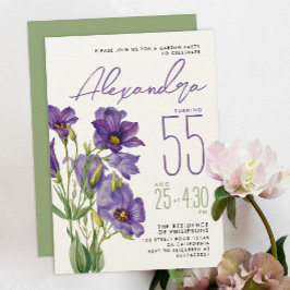 Eleganta lila blommor Trädgårdsfest Vattenfärg Inbjudningar