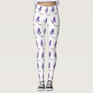 Eleganta lila botaniska mönsterleggings leggings