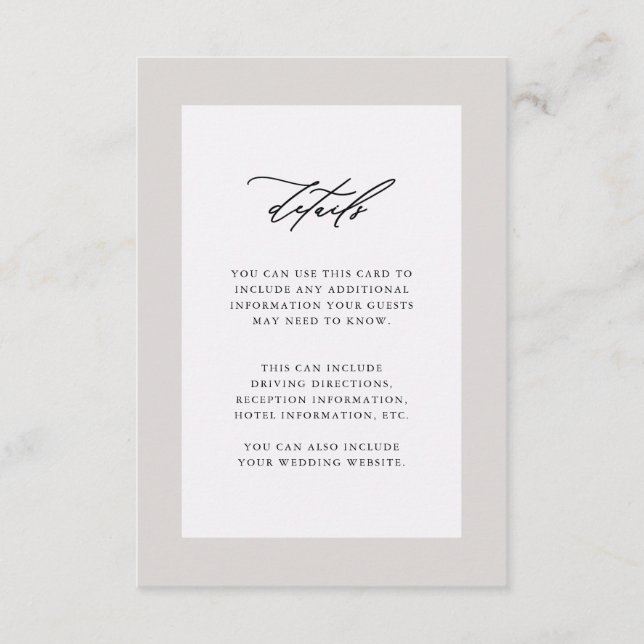 Eleganta lila detaljer för bröllopsgäster tilläggskort (Framsida)