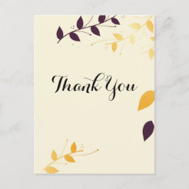 Eleganta lila gyllene blad Tack Vykort