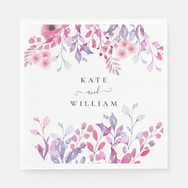 Eleganta lila landsbygdens vilda blommor Blommig Pappersservett (Framsidan)