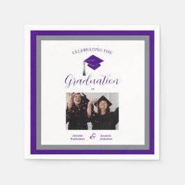 Eleganta lila mössor examen  2 foto  pappersservett