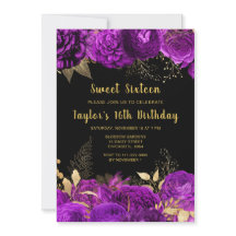 Eleganta lila och gyllene blommor Sweet Sixteen