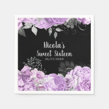 Eleganta lila och silver blommor Sweet Sixteen