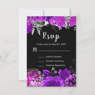 Eleganta lila och silverblommor Sweet Sixteen  OSA Kort