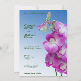 Eleganta lila orkidéer bröllop inbjudningar