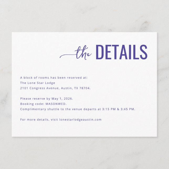 Eleganta lila typografiska detaljer tilläggskort (Framsida)