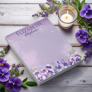 Eleganta Lila Viol Boho Blommig - Namn Anteckningsblock