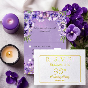 Eleganta lila violer Blommig Födelsedagsfest RSVP Folierat Kort