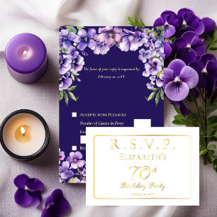 Eleganta lila violer Blommig födelsedagsfest RSVP Folierat Kort