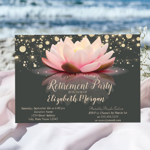 Eleganta Lotus Strängljus Prickar Pensionärsfest Inbjudningar