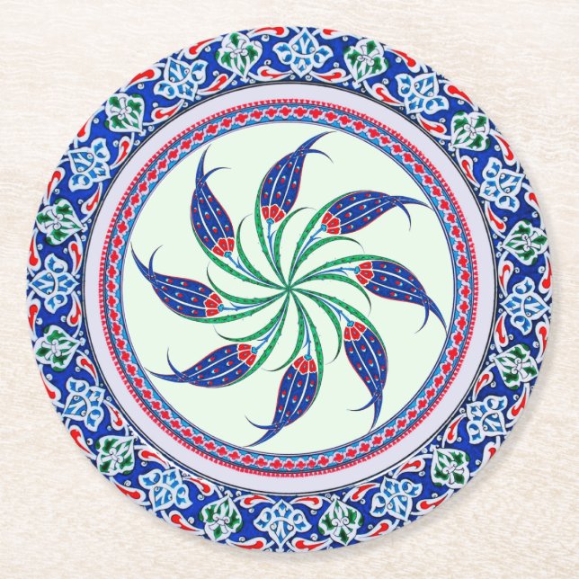 Eleganta lyxiga pappersbrickor underlägg papper rund (Framsidan)