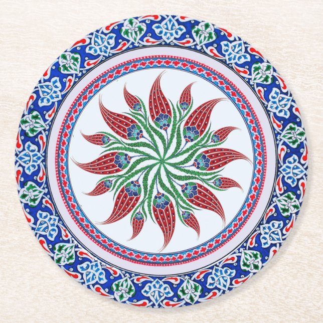 Eleganta Lyxiga Pappersunderlägg Underlägg Papper Rund (Framsidan)