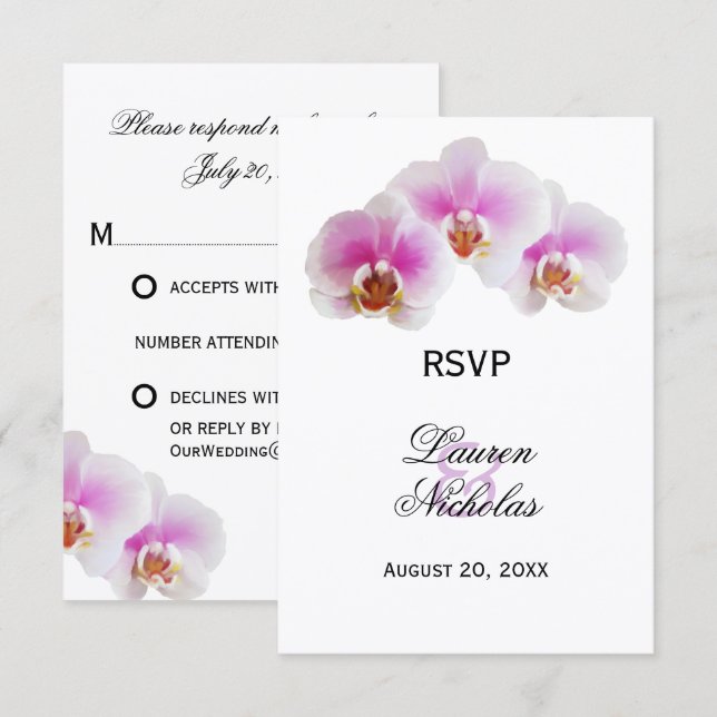 Eleganta målade orkidéer RSVP-svarskort OSA Kort (Fram/baksida)