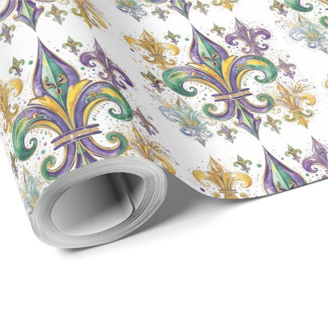 Eleganta Mardi Gras-färger decoupage Presentpapper (Rulle Hörn)