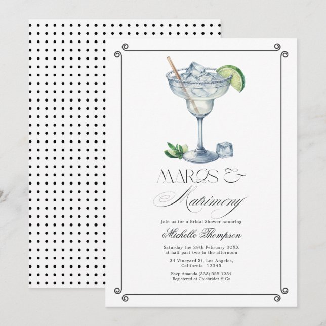 Eleganta Margs & Bröllopsfest för Margarita Inbjudningar (Fram/baksida)