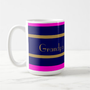 Eleganta marin- & guldrandar, tillfogar ditt namn kaffemugg