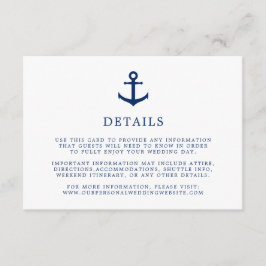 Eleganta Marinblå Ankare Bröllopsdetaljer Tilläggskort