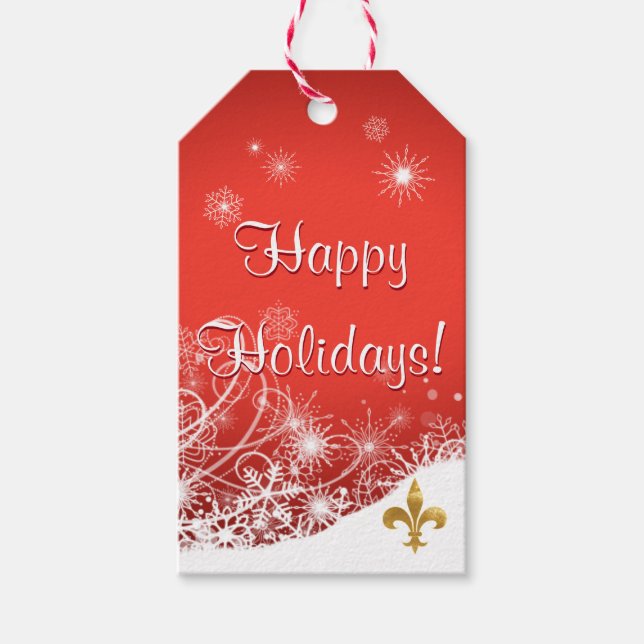 Eleganta märkre för Snowflakehelgdaggåva Presentetikett (Framsidan)