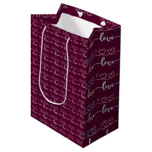 Eleganta Maroon och Silver Hjärtan "Kärlek"