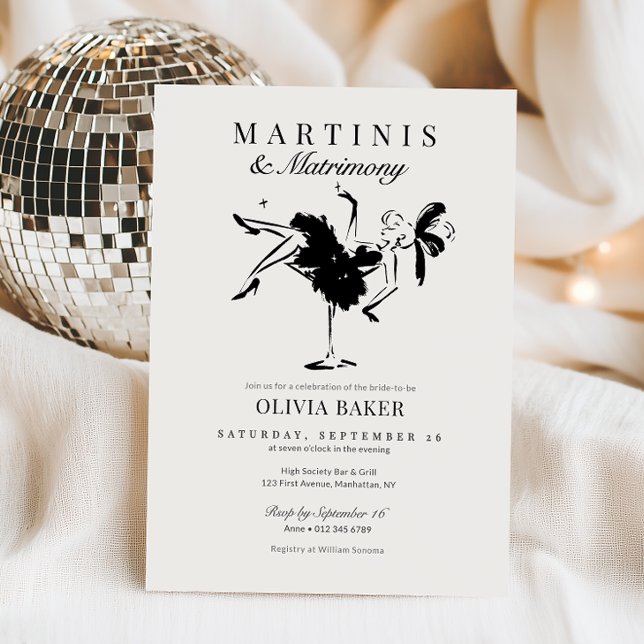 Eleganta Martinis & Matrimony Bridal Shower Inbjudningar (Skapare uppladdad)