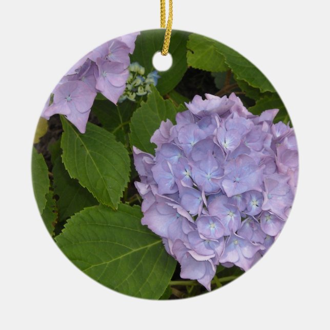Eleganta Mauve Hydrangeor Julgransprydnad Keramik (Framsidan)
