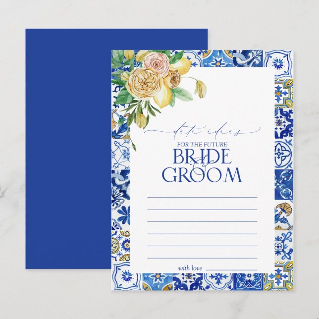 Eleganta medelhavsinspirerade datumidéer med citro vykort (Fram/baksida)