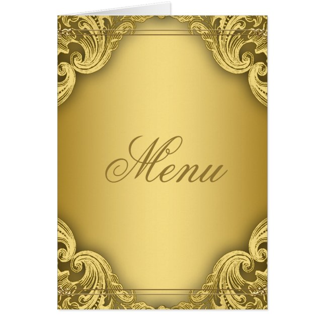 Eleganta menykort i guld hälsningskort (Framsidan)