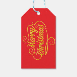 Eleganta Merry Christmas-presentkort, guld & röd H Presentetikett