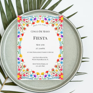 Eleganta mexikanska blommor Cinco De Mayo Fiesta Inbjudningar