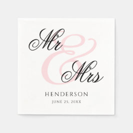 Eleganta Minimal Herr och Fru Bröllopsservetter Pappersservett