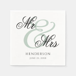 Eleganta Minimal Herr och Fru Bröllopsservetter Pappersservett