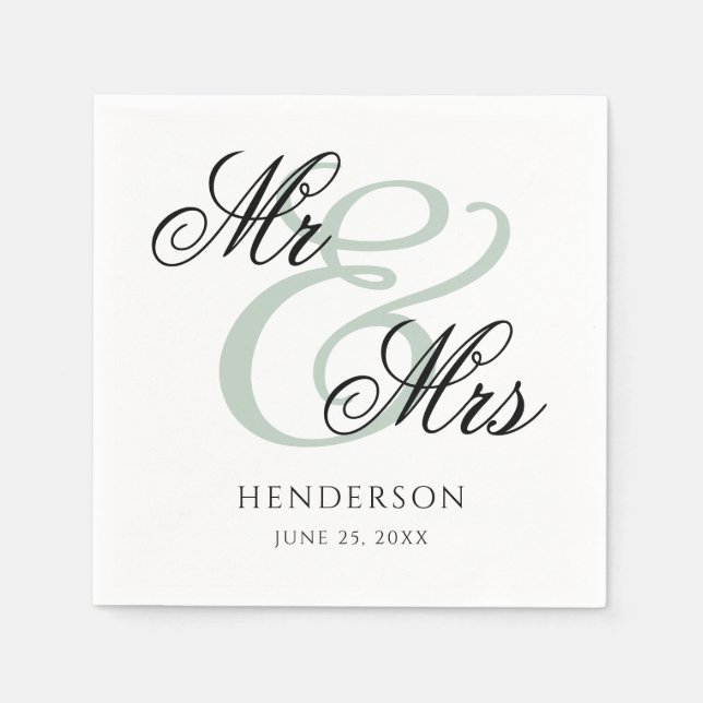 Eleganta Minimal Herr och Fru Bröllopsservetter Pappersservett (Framsidan)