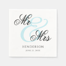 Eleganta Minimal Herr och Fru Bröllopsservetter