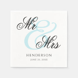 Eleganta Minimal Herr och Fru Bröllopsservetter Pappersservett