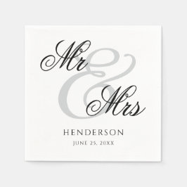 Eleganta Minimal Herr och Fru Bröllopsservetter Pappersservett