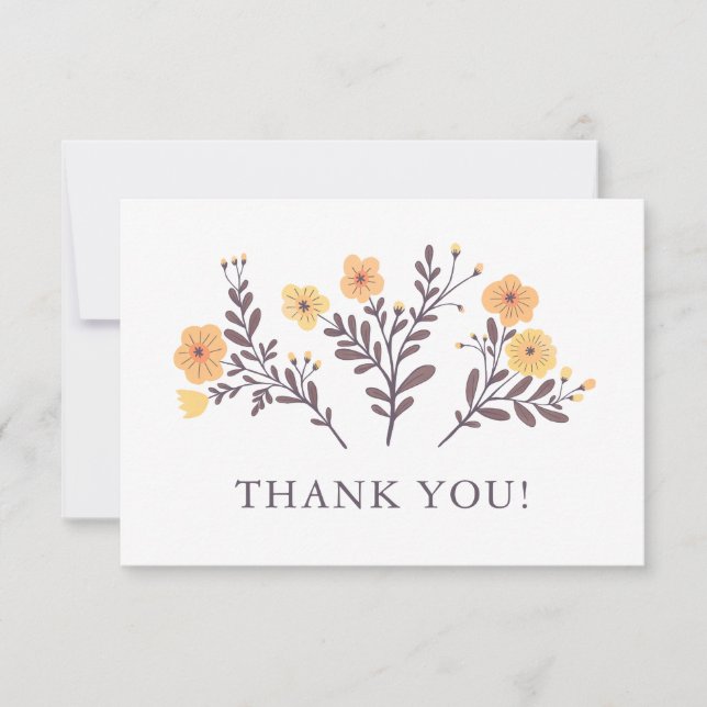 Eleganta minimalistiska anpassade blommor tack kort (Framsida)