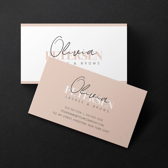 Eleganta minimalistiska Biege vita ögonfransar ögo Visitkort (Skapare uppladdad)