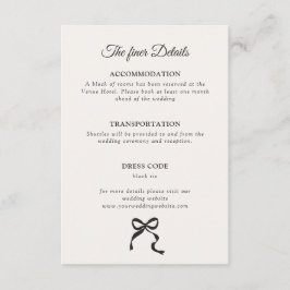 Eleganta Minimalistiska Bröllopsdetaljer med Båge Tilläggskort