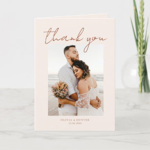 Eleganta minimalistiska foto tackkort för bröllop