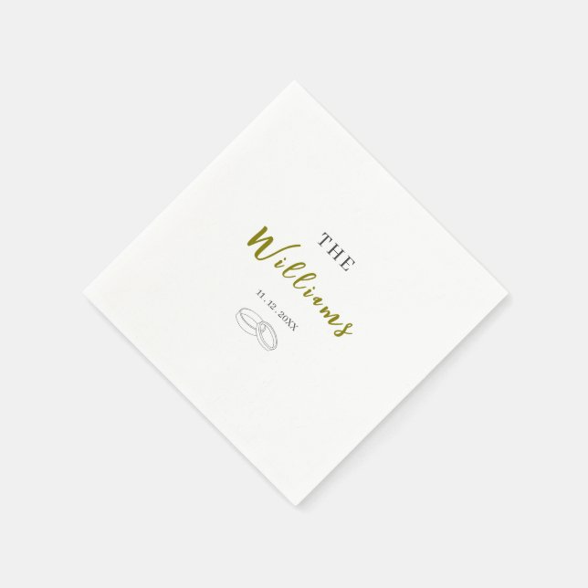 Eleganta Minimalistiska Gröna Bröllopsservetter Pappersservett (Hörn)