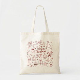 Eleganta minimalistiska juldoodles handritade tygkasse