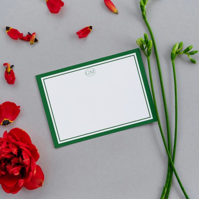 Eleganta minimalistiska monogram-notkort anteckningskort (Elegant Minimalist Monogram Note Cards)